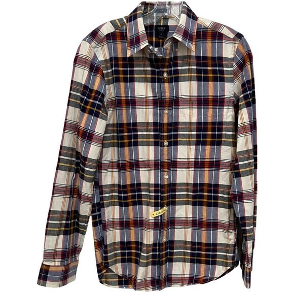 J CREW OXFORD Shirt Slim Fit Plaid Size XS - Picture 1 of 6